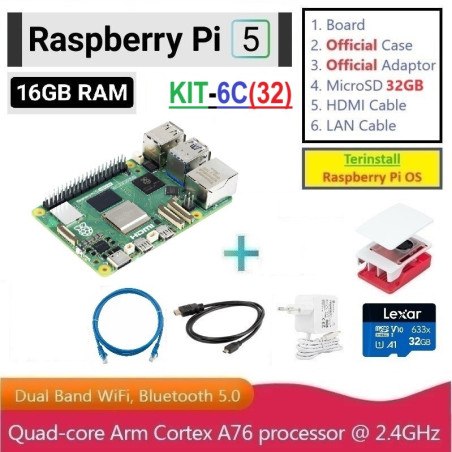 KIT-6C(32)  Raspberry Pi 5 (16GB RAM) - Complete SET